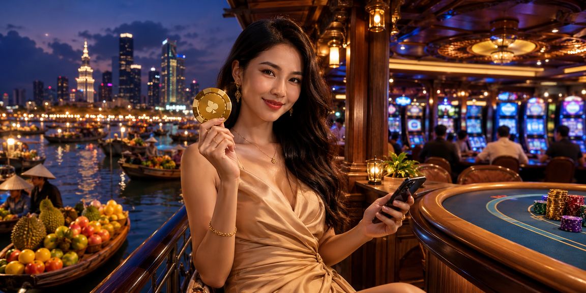 Người chơi sử dụng điện thoại di động ở miền Tây sông Mekong